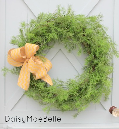 Fern Wreath with Chevron Burlap Bow @ DaisyMaeBelle