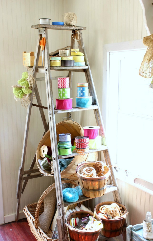 Old Ladders as Shelves