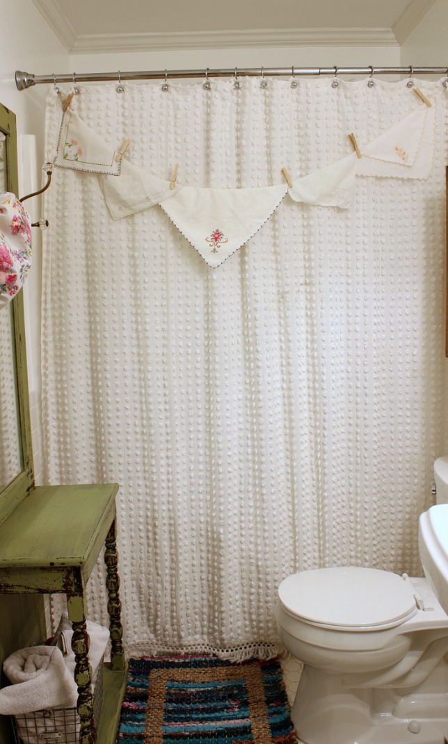 Shower Curtain Made From a Bedspread - daisymaebelle | daisymaebelle